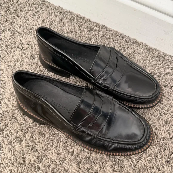 Freda Salvador Elba Penny Loafers in Classic Black Spazzolato size 7 - Picture 6 of 9